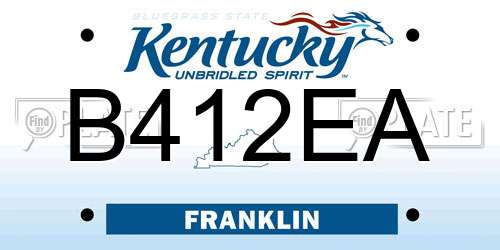 B412EA Kentucky License Plate