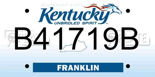 B41719B Kentucky License Plate