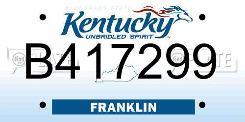 B417299 Kentucky License Plate