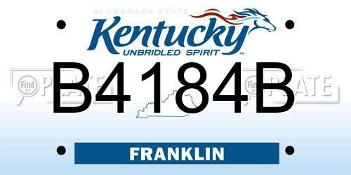 B4184B Kentucky License Plate