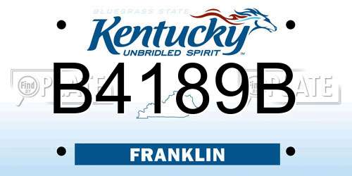 B4189B Kentucky License Plate