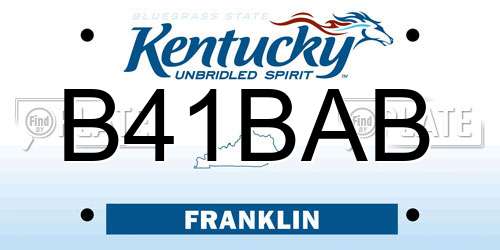 B41BAB Kentucky License Plate