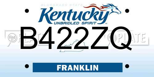 B422ZQ Kentucky License Plate