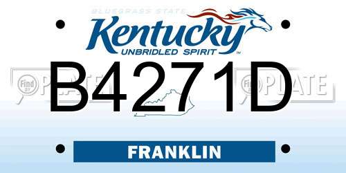 B4271D Kentucky License Plate