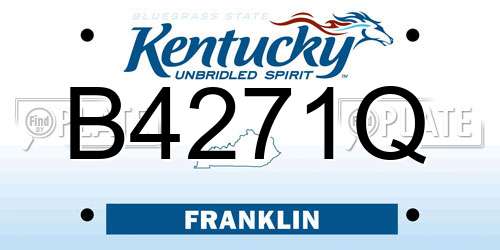 B4271Q Kentucky License Plate