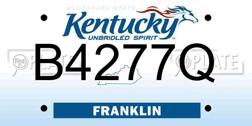 B4277Q Kentucky License Plate