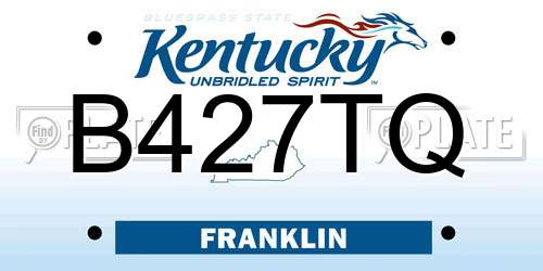 B427TQ Kentucky License Plate