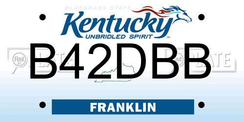 B42DBB Kentucky License Plate