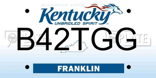 B42TGG Kentucky License Plate