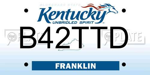 B42TTD Kentucky License Plate