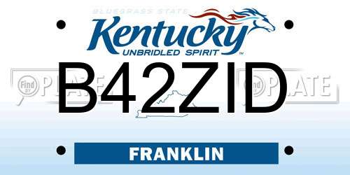 B42ZID Kentucky License Plate
