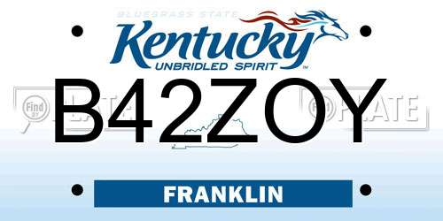 B42ZOY Kentucky License Plate