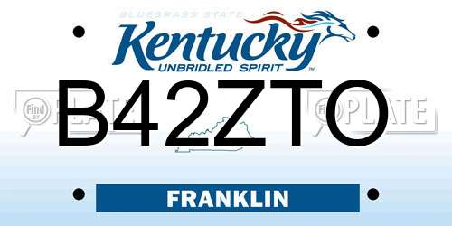 B42ZTO Kentucky License Plate