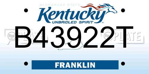 B43922T Kentucky License Plate