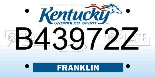 B43972Z Kentucky License Plate