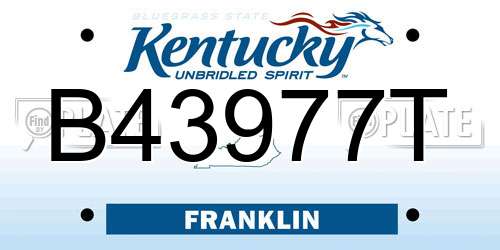 B43977T Kentucky License Plate