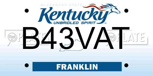B43VAT Kentucky License Plate