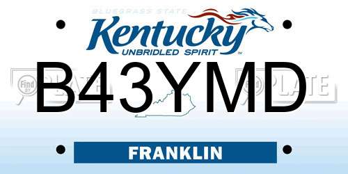 B43YMD Kentucky License Plate