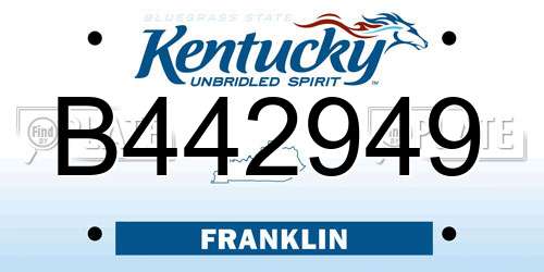 B442949 Kentucky License Plate