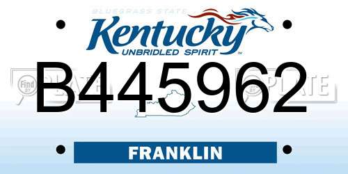 B445962 Kentucky License Plate