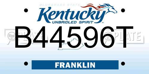 B44596T Kentucky License Plate