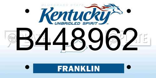 B448962 Kentucky License Plate