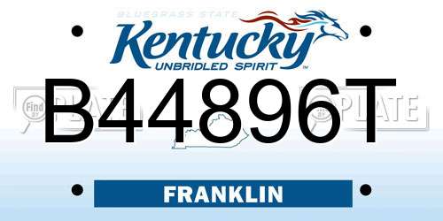 B44896T Kentucky License Plate