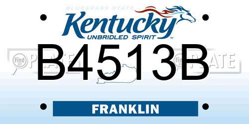 B4513B Kentucky License Plate