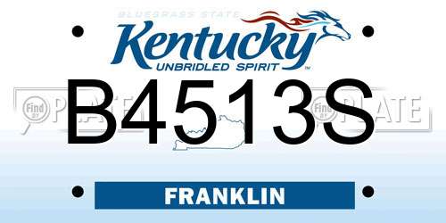 B4513S Kentucky License Plate