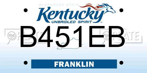 B451EB Kentucky License Plate
