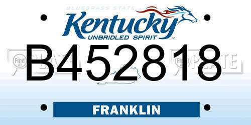 B452818 Kentucky License Plate