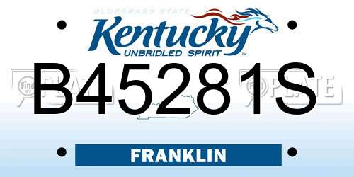 B45281S Kentucky License Plate