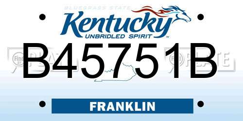 B45751B Kentucky License Plate