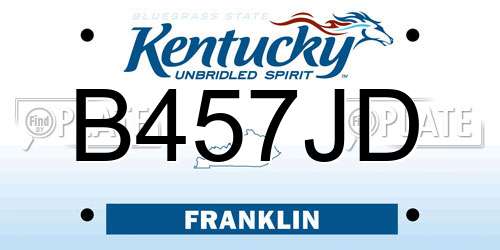 B457JD Kentucky License Plate