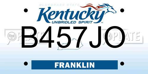 B457JO Kentucky License Plate