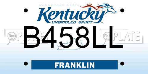 B458LL Kentucky License Plate