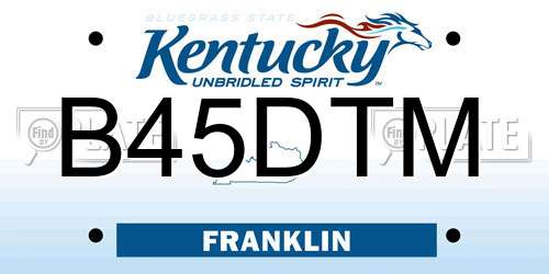 B45DTM Kentucky License Plate