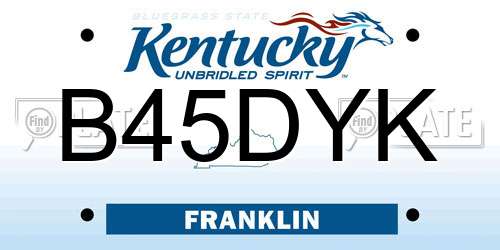 B45DYK Kentucky License Plate