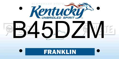 B45DZM Kentucky License Plate
