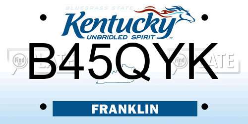 B45QYK Kentucky License Plate