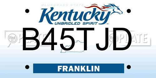 B45TJD Kentucky License Plate
