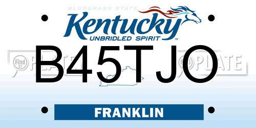 B45TJO Kentucky License Plate