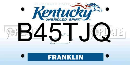 B45TJQ Kentucky License Plate