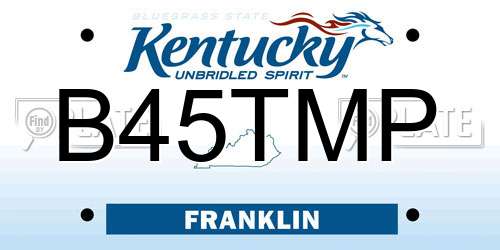 B45TMP Kentucky License Plate