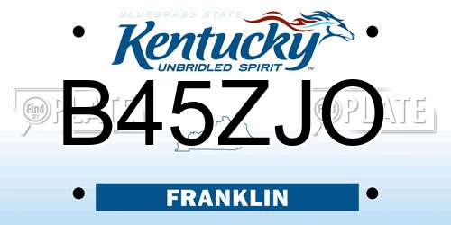 B45ZJO Kentucky License Plate