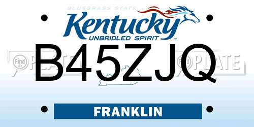 B45ZJQ Kentucky License Plate