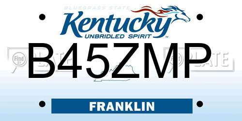 B45ZMP Kentucky License Plate