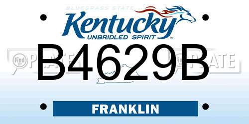 B4629B Kentucky License Plate