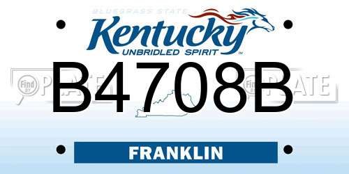 B4708B Kentucky License Plate