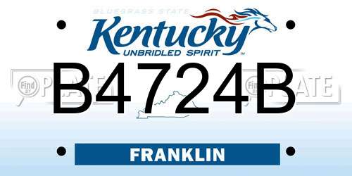 B4724B Kentucky License Plate